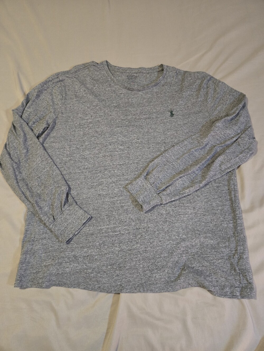 Ralph Lauren Polo Gray Long Sleeve Shirt Size L Green Pomy Logo